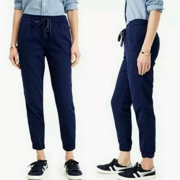 Point Sur Cotton Twill Navy Cropped Joggers Size 24